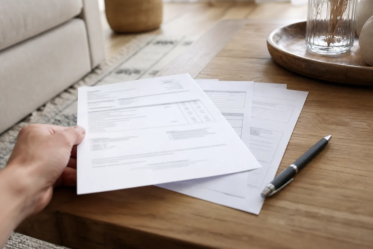 Devis et attestation d&rsquo;assurance décennale posés sur une table avant signature
